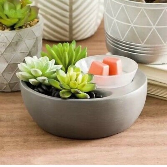 🆕 Scentsy little garden wax warmer with fake succulents and rocks - Picture 1 of 3